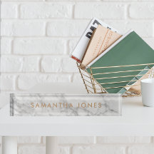 White Carrara Marble Guld Classic Personlig