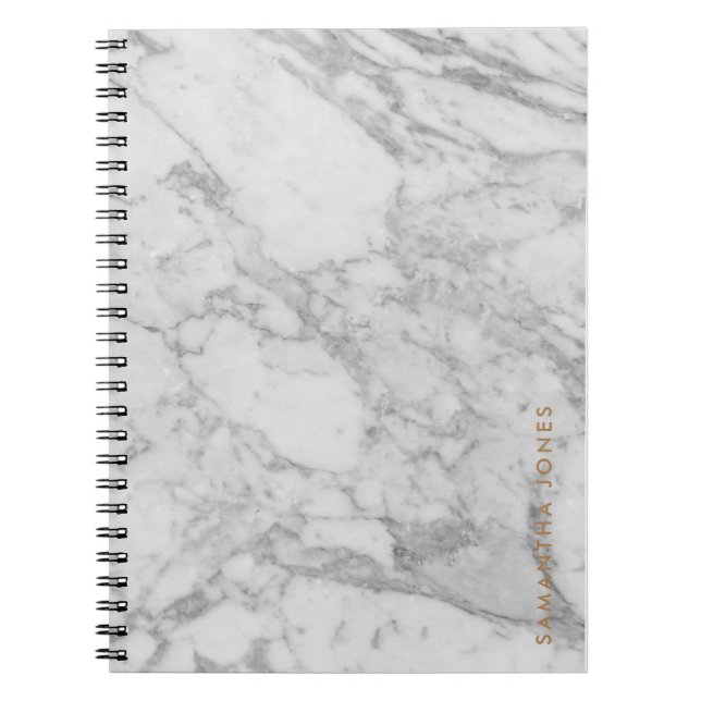 White Carrara Marble Guld Classic Personlig Anteckningsbok (Framsidan)