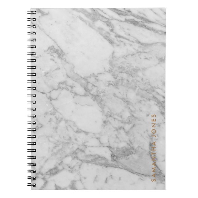 White Carrara Marble Guld Classic Personlig Anteckningsbok (Framsidan)