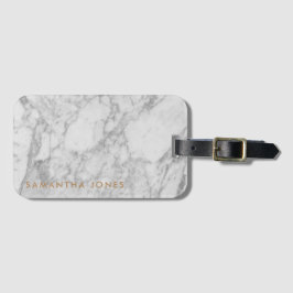 White Carrara Marble Guld Classic Personlig Bagagebricka