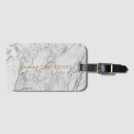 White Carrara Marble Guld Classic Personlig Bagagebricka