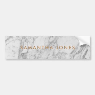 White Carrara Marble Guld Classic Personlig Bildekal
