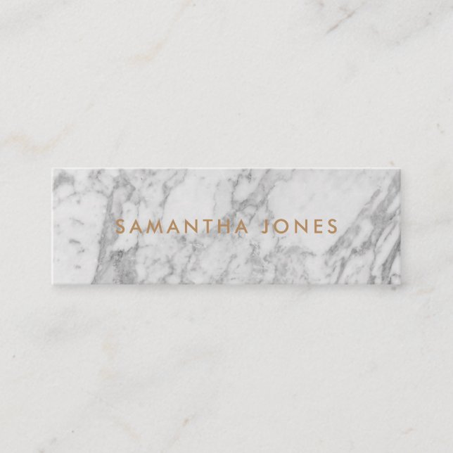 White Carrara Marble Guld Classic Personlig Mini Visitkort (Framsida)