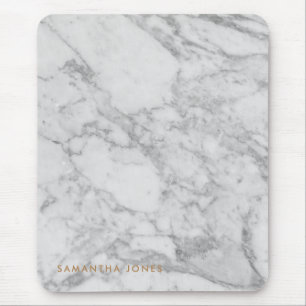 White Carrara Marble Guld Classic Personlig Musmatta