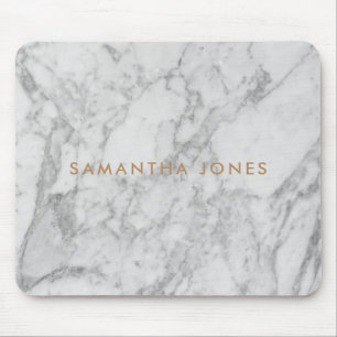 White Carrara Marble Guld Classic Personlig Musmatta