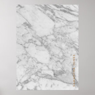 White Carrara Marble Guld Classic Personlig Poster