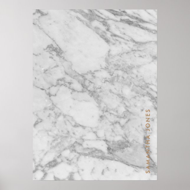 White Carrara Marble Guld Classic Personlig Poster (Framsidan)