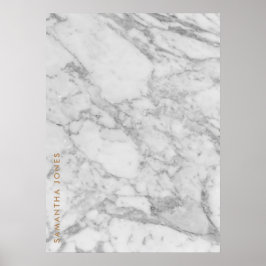 White Carrara Marble Guld Classic Personlig Poster