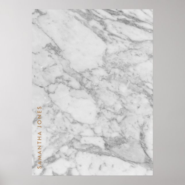White Carrara Marble Guld Classic Personlig Poster (Framsidan)