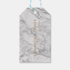 White Carrara Marble Guld Classic Personlig Presentetikett