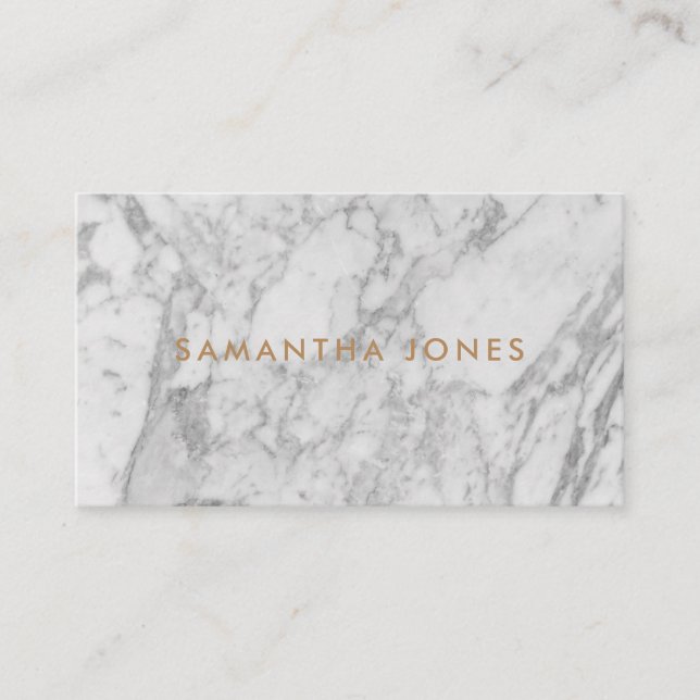 White Carrara Marble Guld Classic Personlig Visitkort (Framsida)