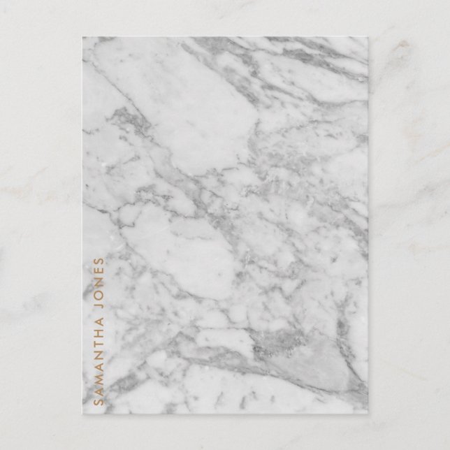 White Carrara Marble Guld Classic Personlig Vykort (Framsida)