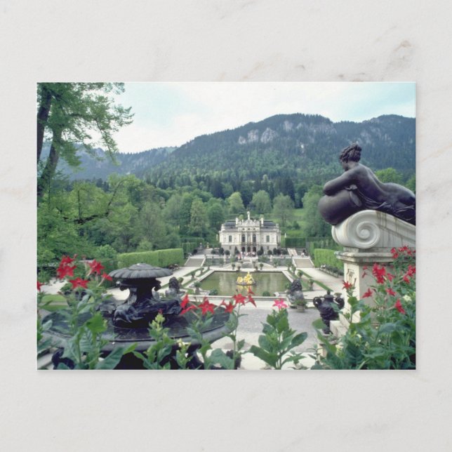 White Castle Linderhof blommor Vykort (Framsida)