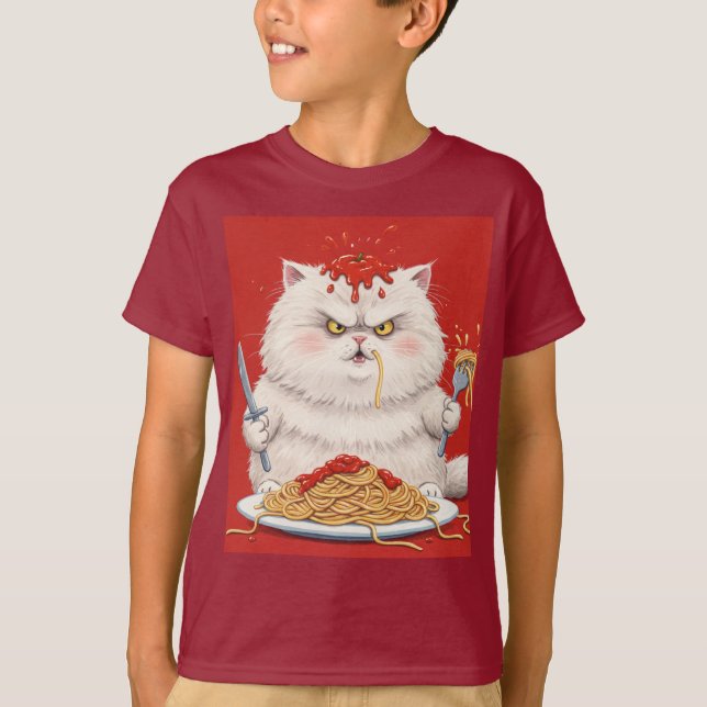 White Cat and Spaghetti, av Natasha Us T Shirt (Framsida)