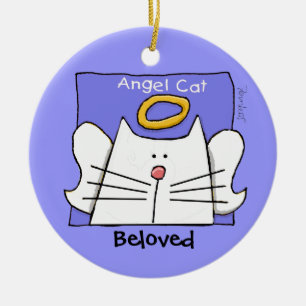 White Cat Angel Personalize Julgransprydnad Keramik