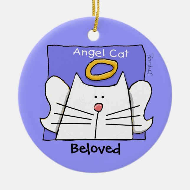 White Cat Angel Personalize Julgransprydnad Keramik (Framsidan)