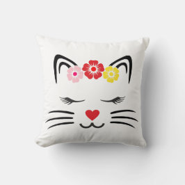 White Cat Ansikte Dekorativ kudde