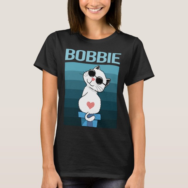 White Cat - Bobbie Namn T Shirt (Framsida)