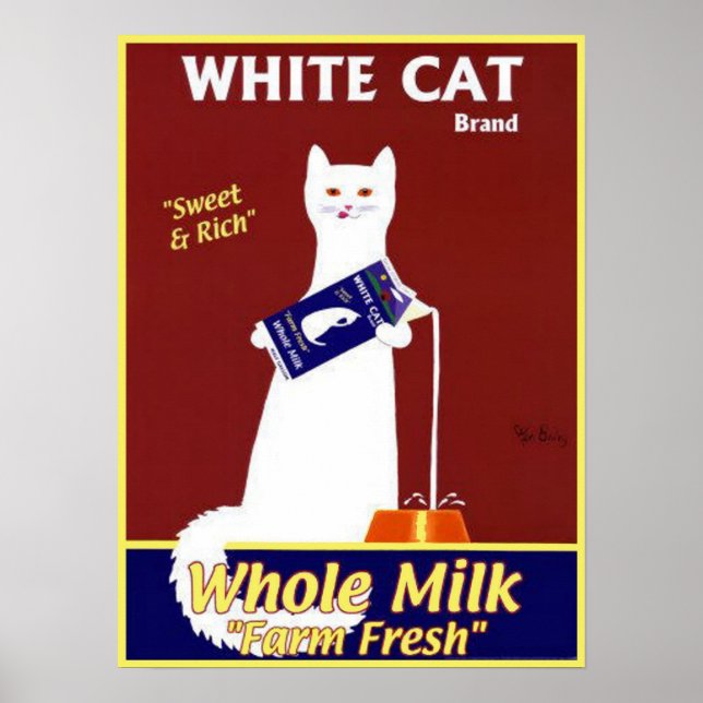 White Cat Brand Hela Mjölk Poster (Framsidan)