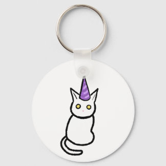 White Cat Celebration Keyring Nyckelring