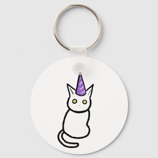 White Cat Celebration Keyring Nyckelring (Framsida)