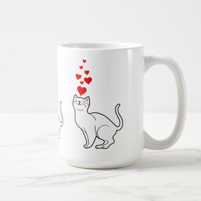 white cat et heart for cat lovers kaffemugg (Höger)