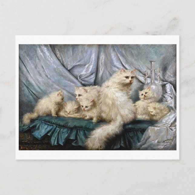 White Cat Family, Carl Kahler Vykort (Framsida)