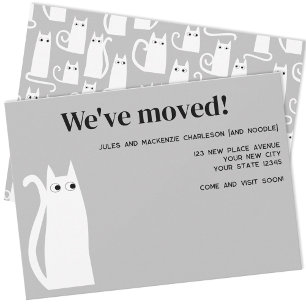 White Cat Flytta New Home Meddelande