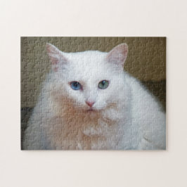 White Cat Jigszle Puzzle Pussel