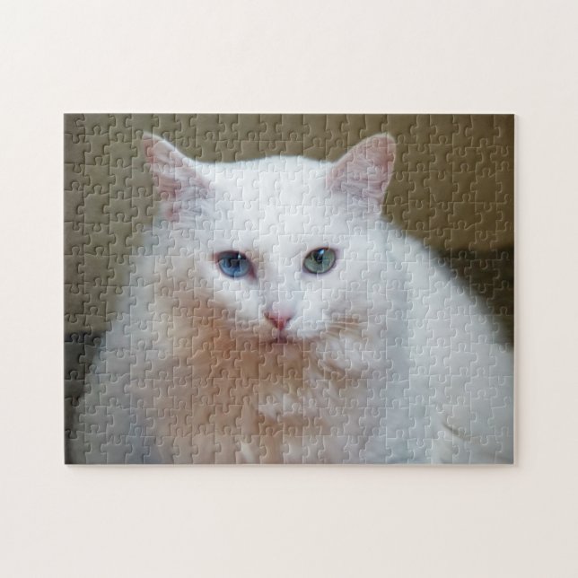 White Cat Jigszle Puzzle Pussel (Horisontell)