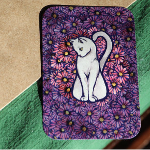 White Cat Mauve Daisys