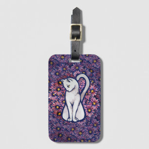 White Cat Mauve Daisys Bagagebricka