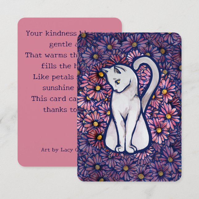 White Cat Mauve Daisys Tack Kort (Fram/baksida)
