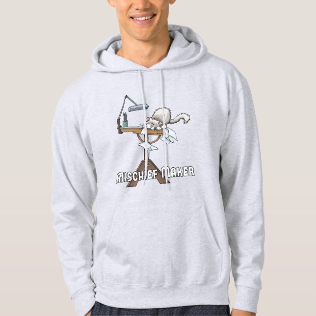 White Cat MisChief Maker Hoodie (Framsida)