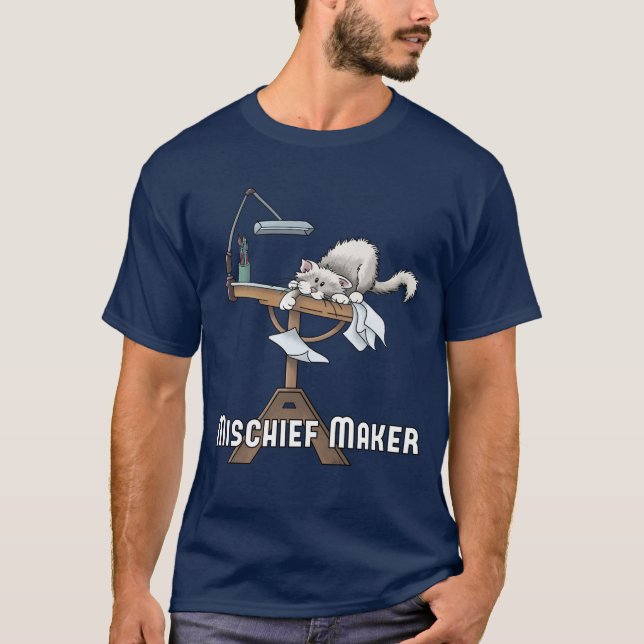 White Cat MisChief Maker T-Shirt (Framsida)