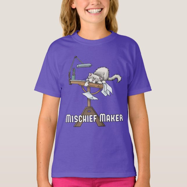 White Cat MisChief Maker T-Shirt (Framsida)