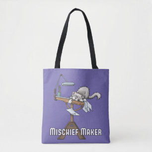 White Cat MisChief Maker Tote Bag Tygkasse