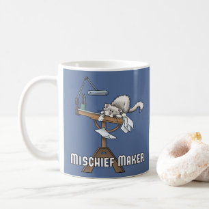 White Cat MisChief Maker Two-Tone Coffee Mugg