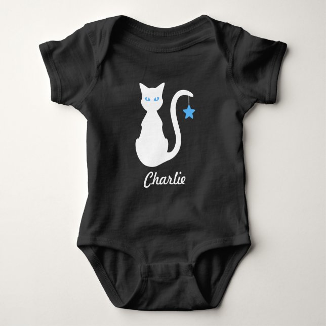 White Cat Namn Baby T Shirt (Framsida)