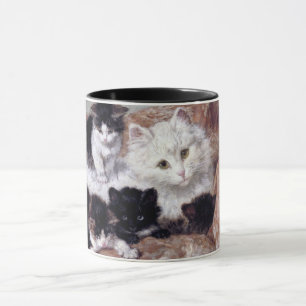 White Cat och hennes kittens från Henriette Ronner Mugg