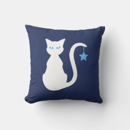 White Cat Pillow Kudde