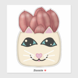 White Cat Red Ruby Rubber Plant Planter Sticker Klistermärken