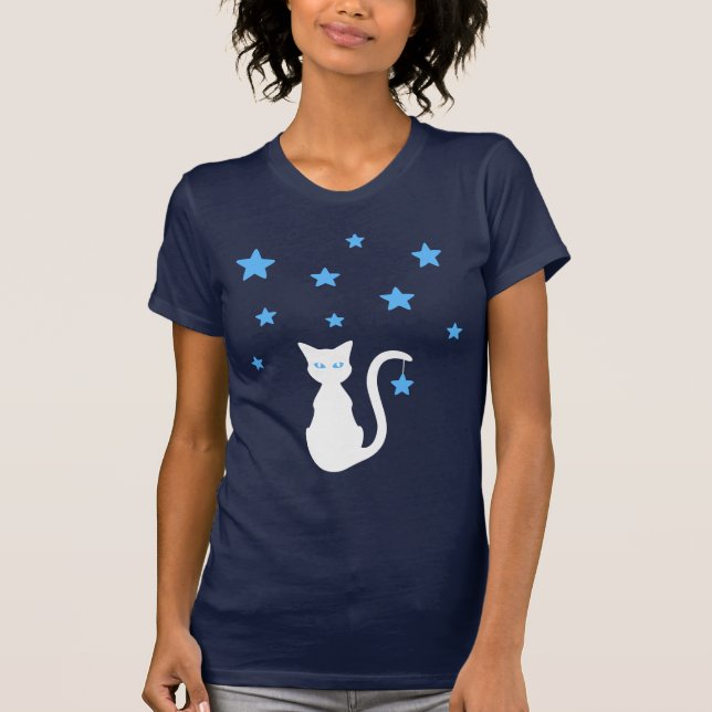 White Cat Stars T-Shirt (Framsida)