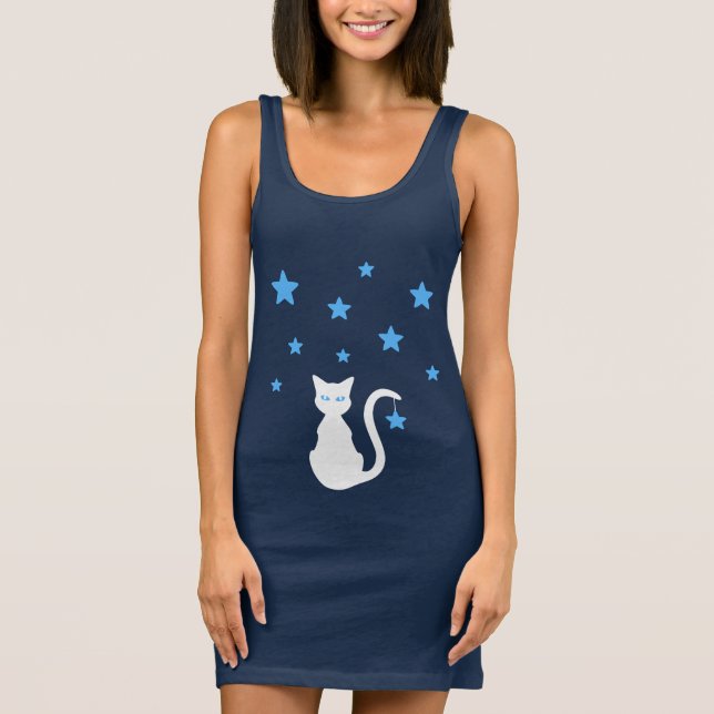 White Cat Stars T-Shirt (Framsida)