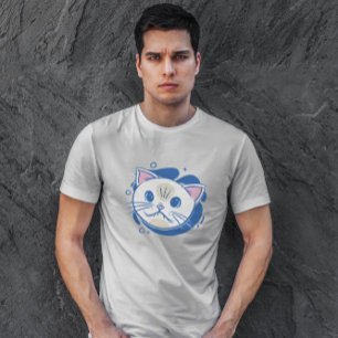 White Cat Tecknad Ansikte Cute Cute T Shirt