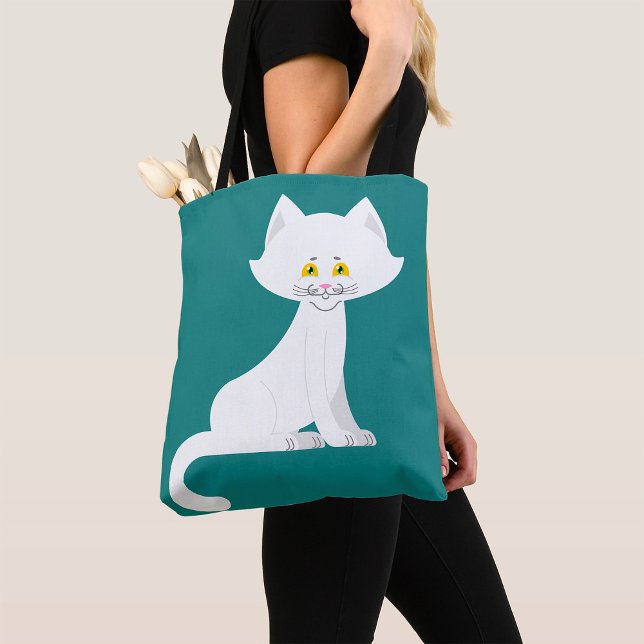 White Cat Tote Bag Tygkasse (Skapare uppladdad)