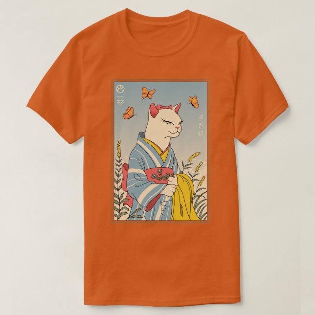 White Cat Ukiyoe T Shirt (Design framsida)