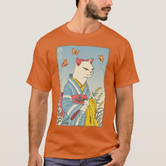 White Cat Ukiyoe T Shirt