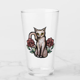 White Cat Vintage Ro Rosor White Kattunge Art Glaskopp