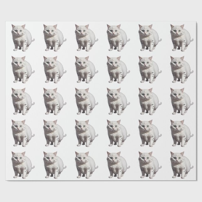 White Cat with Subtle Gray Tabby Markings Presentpapper (Platt)